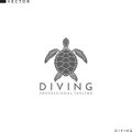 Scuba diving logo. Abstract turtle on white background Royalty Free Stock Photo